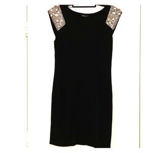 Black Dress with Rhinestone Studded Shoulders